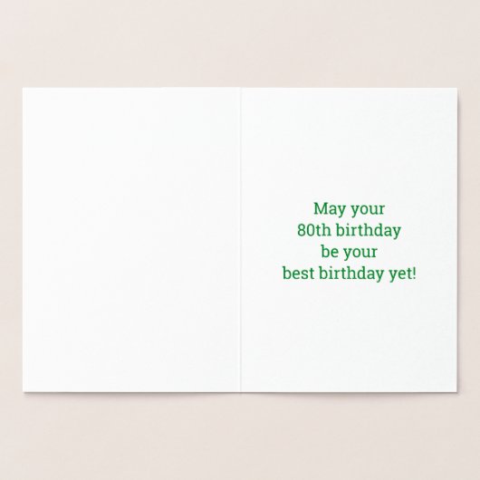 金はっきりした箔"80歳！" 誕生日カード 箔カード (内部)