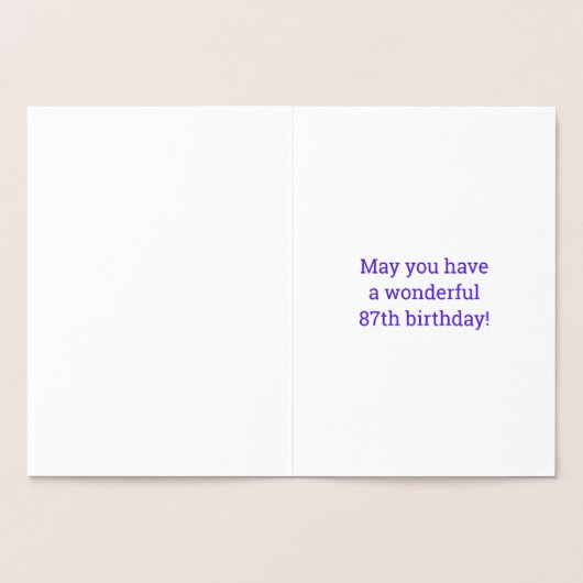 金はっきりした箔"87歳！" 誕生日カード 箔カード (内部)