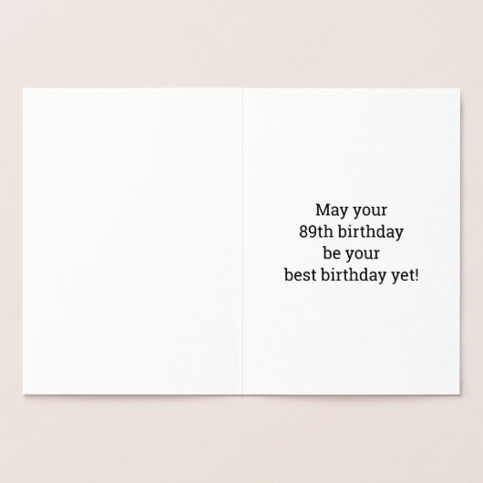 金はっきりした箔"89歳！" 誕生日カード 箔カード (内部)