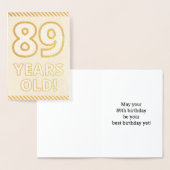 金はっきりした箔"89歳！" 誕生日カード 箔カード (ディスプレー)