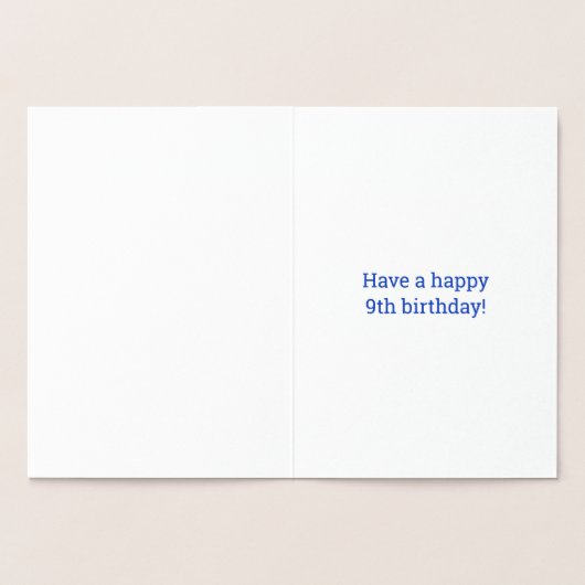 金はっきりした箔"9歳！" 誕生日カード 箔カード (内部)