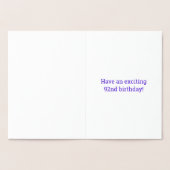 金はっきりした箔"92歳！" 誕生日カード 箔カード (内部)