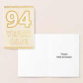 金はっきりした箔"94歳！" 誕生日カード 箔カード (ディスプレー)