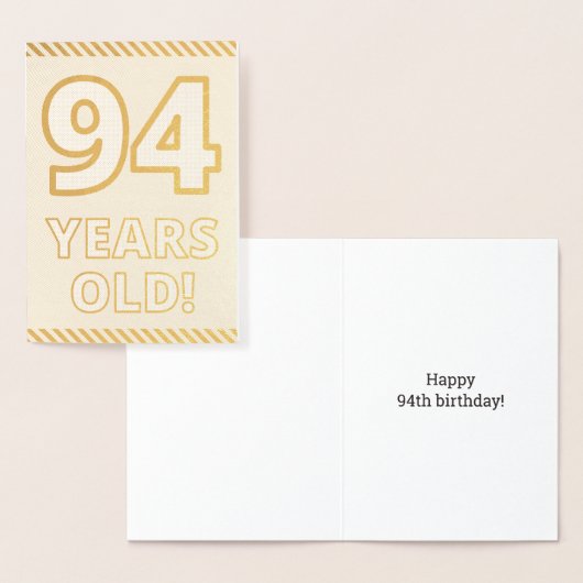 金はっきりした箔"94歳!" 誕生日カード 箔カード (ディスプレー)