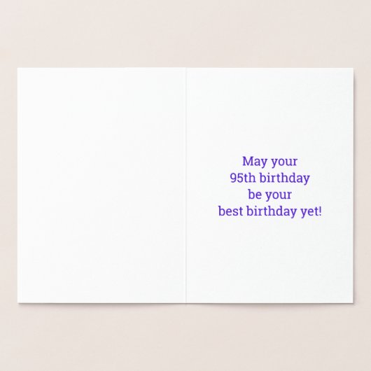 金はっきりした箔"95歳!" 誕生日カード 箔カード (内部)