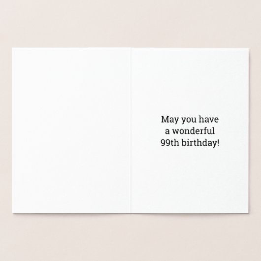 金はっきりした箔"99歳！" 誕生日カード 箔カード (内部)