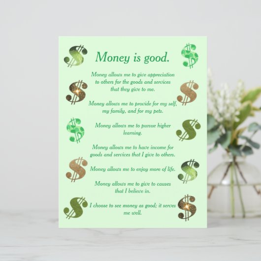 金は善なり、肯定のリスト (スタンド正面)