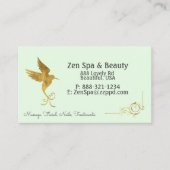 金ぱくのハチドリとのミントの緑 名刺 (正面)