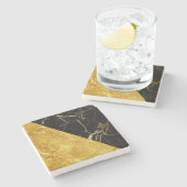 金ぱくの石のコースターが付いている黒い大理石 ストーンコースター (横)