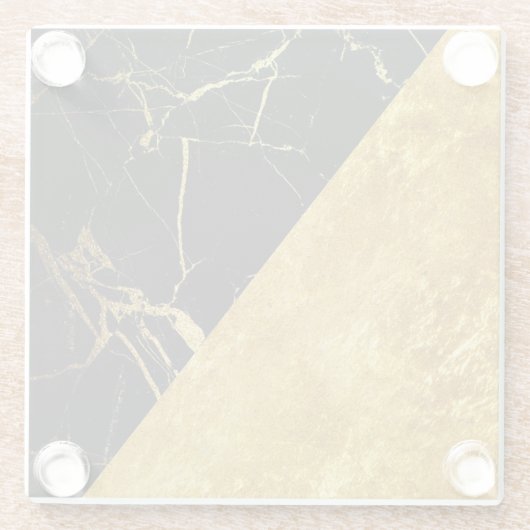 金ぱくガラスのコースターが付いている黒い大理石 ガラスコースター (裏面)