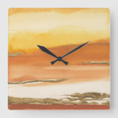 金めっきされたこはく色Iのv2抽象芸術のプリント スクエア壁時計 (正面)