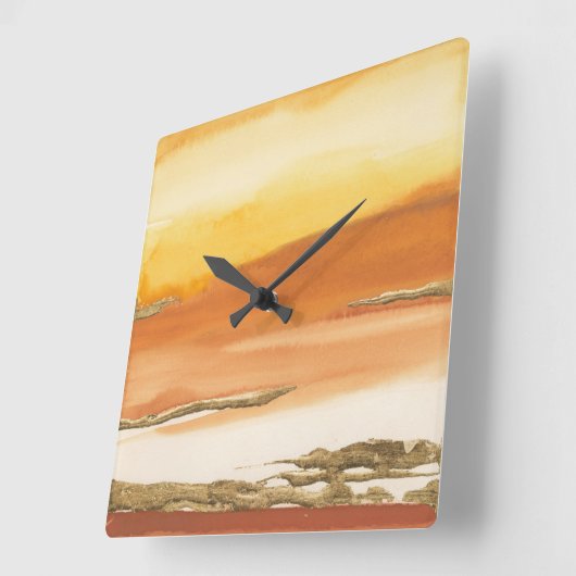 金めっきされたこはく色Iのv2抽象芸術のプリント スクエア壁時計 (傾斜)