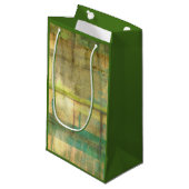 金めっきされたターコイズおよび緑の抽象的な絵画 スモールペーパーバッグ (正面アングル)