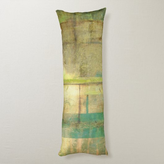 金めっきされたターコイズおよび緑の抽象的な絵画 ボディピロー (裏面 (縦))