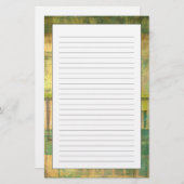 金めっきされたターコイズおよび緑の抽象的な絵画 便箋 (正面/裏面)