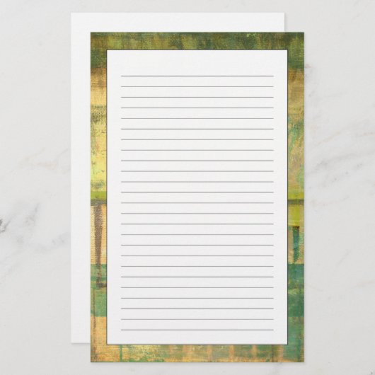 金めっきされたターコイズおよび緑の抽象的な絵画 便箋 (正面/裏面)