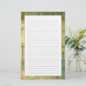 金めっきされたターコイズおよび緑の抽象的な絵画 便箋 (スタンド正面)