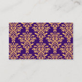 金めっきされたダマスク織の紫色及び金ゴールドのエレガントな名刺 名刺 (裏面)