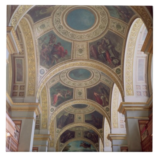 金めっきされたsのcoffered図書館の天井の眺め タイル (正面)