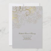 金らせん状のつる植物の上品な薄い灰色の結婚式 招待状 (裏面)