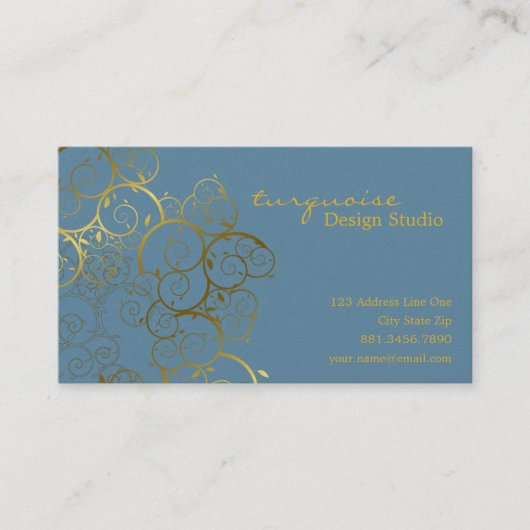 金らせん状の葉の装飾用のDecoのヴィンテージの上品 名刺 (正面)
