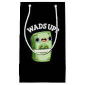 金をおもしろい使い果たすダークブルー スモールペーパーバッグ (正面)