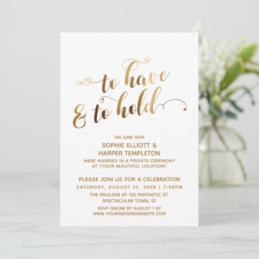 金を所有し、保持するための結婚後のお祝い 招待状 (スタンド正面)