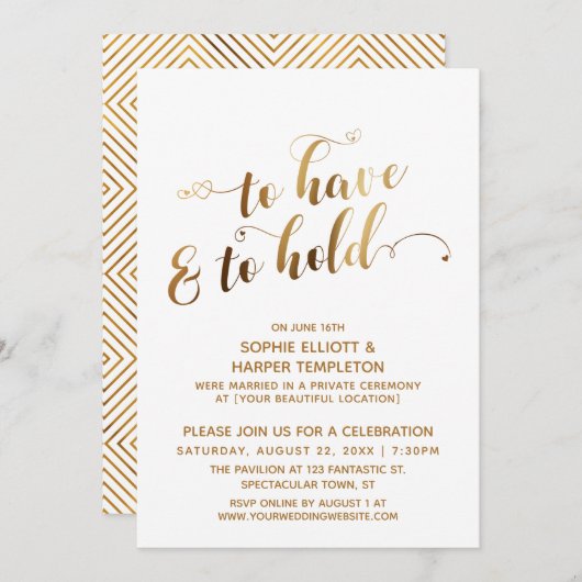 金を所有し、保持するための結婚後のお祝い 招待状 (正面/裏面)