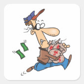 金を盗む泥棒 スクエアシール (正面)