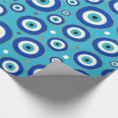 金アクセントのギリシャの悪のまなざしパターン ラッピングペーパー (角)