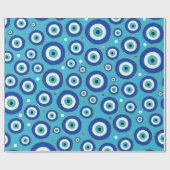 金アクセントのギリシャの悪のまなざしパターン ラッピングペーパー (フラット)