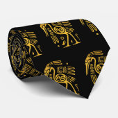 金アステカのヘロンの水鳥の黒 ネクタイ (ロール)