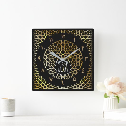 金アラビア数字の装飾用の円形の柱時計 スクエア壁時計 (ホーム)