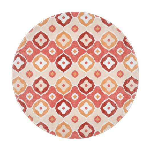 金イカットの幾何学的なパターン カッティングボード (正面)