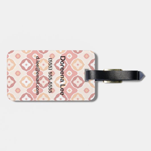 金イカットの幾何学的なパターン ラゲッジタグ (裏面横)