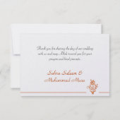 金イスラム教はnikkahの結婚式の花感謝していしています サンキューカード (裏面)