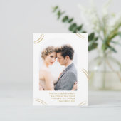 金エレガントのウィップフォトウェディング日付を保存 ポストカード (スタンド正面)