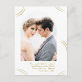 金エレガントのウィップフォトウェディング日付を保存 ポストカード (正面)