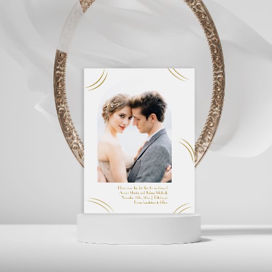 金エレガントのウィップフォトウェディング日付を保存 ポストカード