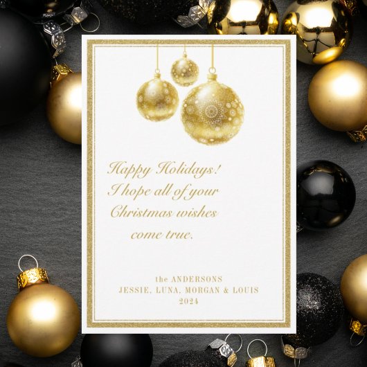 金エレガントのオーナメントとフレームのクリスマスカード シーズンカード