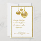 金エレガントのオーナメントとフレームのクリスマスカード シーズンカード (正面)