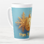 金エレガントのクリスマスオーナメントと雪片 カフェラテマグ (左アングル)