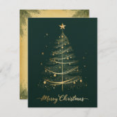 金エレガントのクリスマスツリーグリーティングカード シーズンカード (正面/裏面)