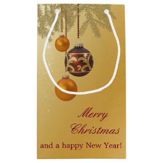 金エレガントのクリスマス スモールペーパーバッグ (裏面)