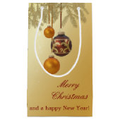 金エレガントのクリスマス スモールペーパーバッグ (正面)