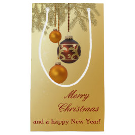 金エレガントのクリスマス スモールペーパーバッグ