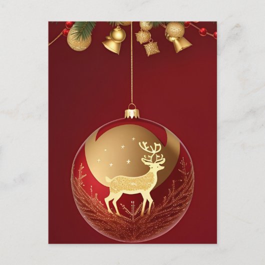 金エレガントのクリスマス ポストカード (正面)