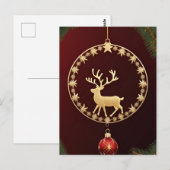 金エレガントのクリスマス ポストカード (正面/裏面)