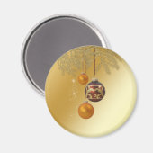 金エレガントのクリスマス マグネット (正面/裏面)