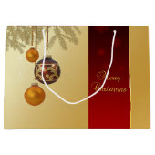 金エレガントのクリスマス ラージペーパーバッグ (正面)